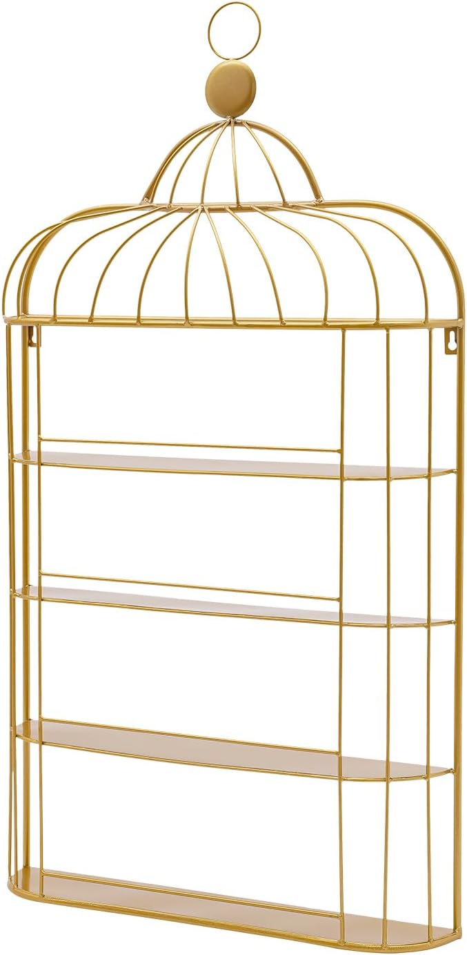 Nail Polish Organizer Wall Mounted, 4-Tier Nail Polish Storage Rack, Metal Nail Polish Storage Holder, Multifunctional Organizer for Essential Oil Perfume Lipsticks at Home Salon Spa(Gold)