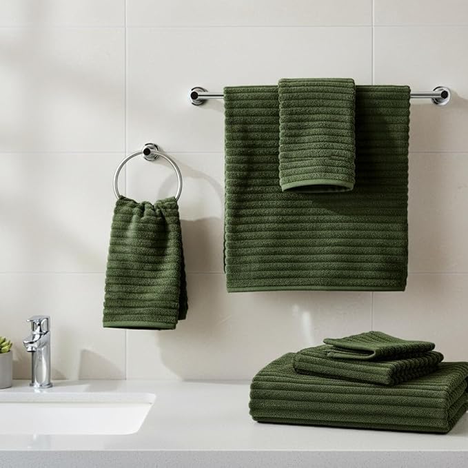 Extra Large Bath Towel Set of 6 (40"x80"),Oversized Bath Sheet Super Soft Highly Absorbent Microfibers Quick Dry Luxury Shower Towel for Bathroom Spa Gym Hotel Yoga (Olive Green, 6Piece)