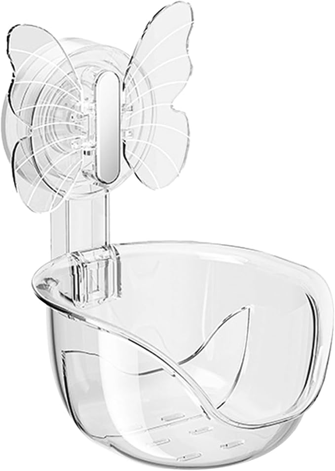 Self Adhesive Shower Shelves, Makeup Sponge Holder, Clear Shower Shelves Bottom Equipped with Drainage Holes and Powerful Butterfly Pressure Suction Cups, Adhesive Bathroom Shelves (transparent)