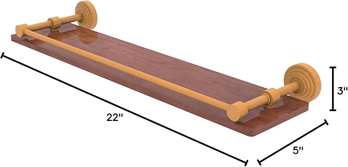 Allied Brass WP-1-22-GAL-IRW-GLY Waverly Place Collection 22 Inch Solid IPE Ironwood Shelf with Gallery Rail, Golden Yellow