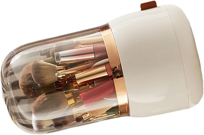 Yosoo Health Gear Makeup Brush Organizer, Multifunctional Rotating Cosmetic ABS Silicone Container for Vanity Cosmetics, Nail Polish (White)