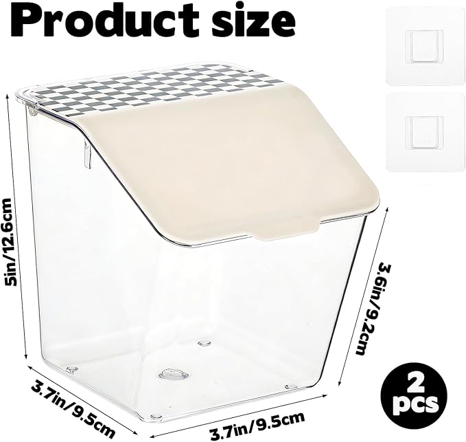 Rainmae 2 Pack Laundry Pods Container with Lids Wall-Mounted Dishwasher Pods Holder for Powder Dryer Balls and Scent Booster Beads Space Saving Plastic Storage Container for Laundry Room Organization