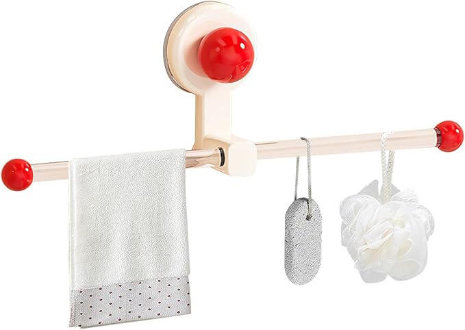12.2" Suction Cup Wall Organizer – Rotating Hook Rack for Headbands, Towels, Hair Accessories & More, No Drilling Required
