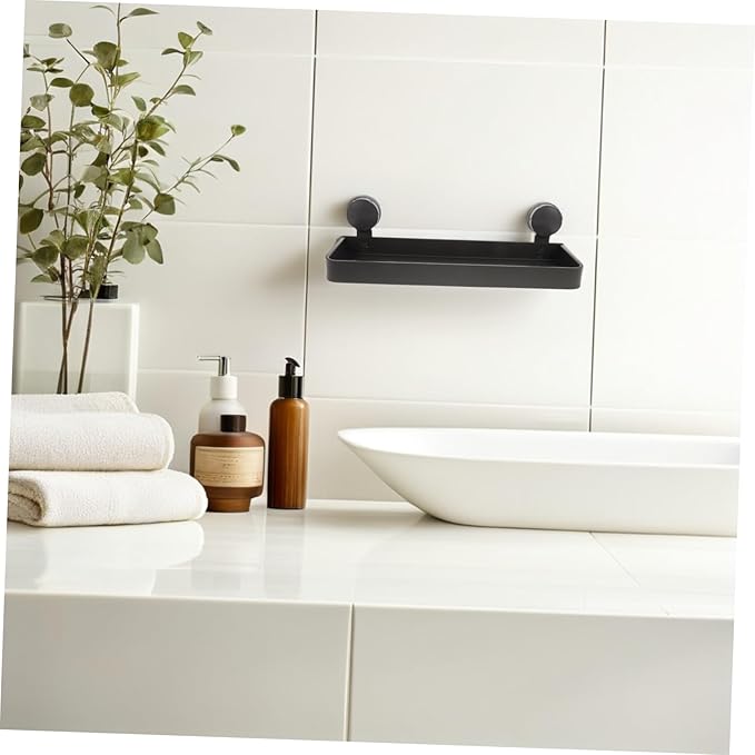 MAGICLULU Bathroom Shelf Wall Organizer Suction Cup Storage Rack for Toiletries Makeup No Drill Installation Stylish Design for Smooth Surfaces Efficient Bathroom Organization