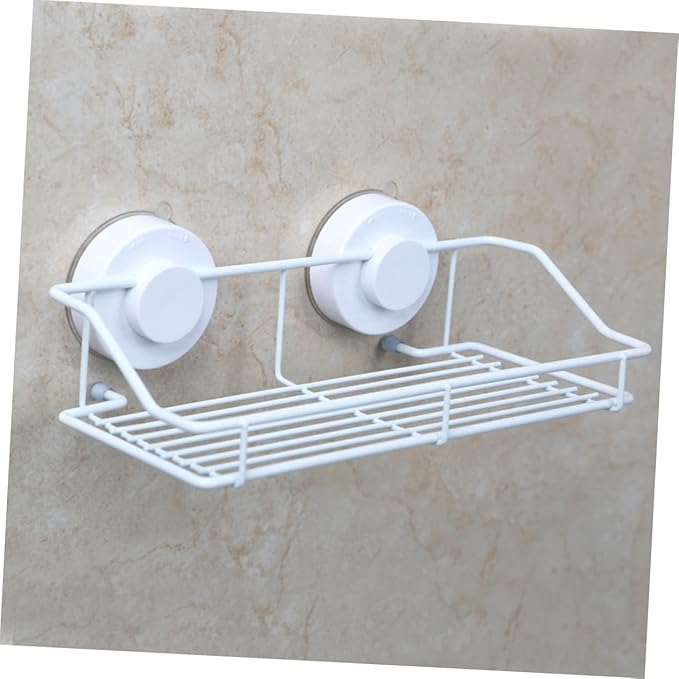 DECHOUS Wall Mounted Bathroom Shelf Cups Space-Saving Wire Rack Organizer for Kitchen and Bathroom Storage White Easy to Clean and Install