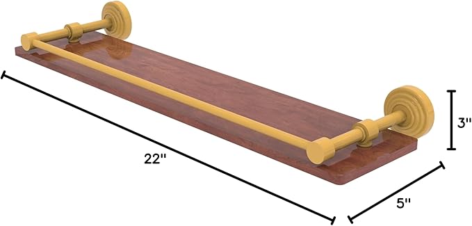 Allied Brass WP-1-22-GAL-IRW-SGL Waverly Place Collection 22 Inch Solid IPE Ironwood Shelf with Gallery Rail, Spanish Gold