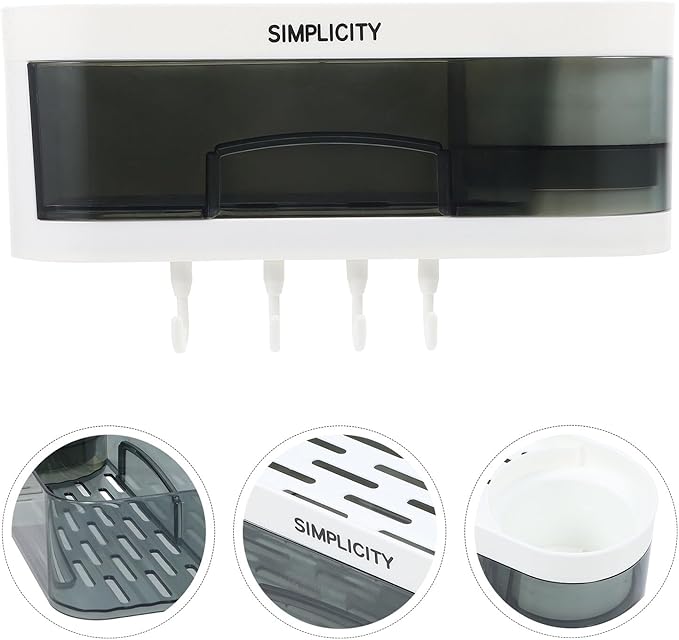 Wall-Mounted Plastic Storage Rack and Bathroom Shelf, Multipurpose Wall Shelves with Hooks, Space-Saving Organizer for Kitchen and Bathroom Storage Random Color