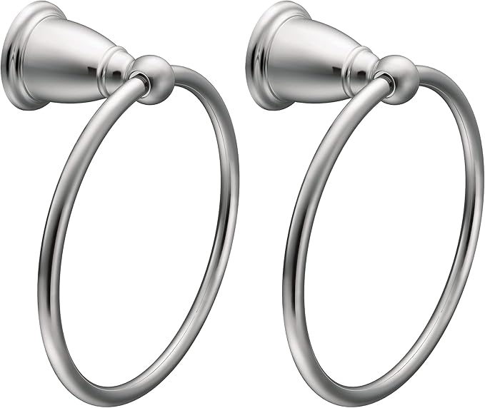 Moen YB2286CH Brantford Collection Traditional Single Post Bathroom Hand Towel Ring, Chrome (Pack of 2)