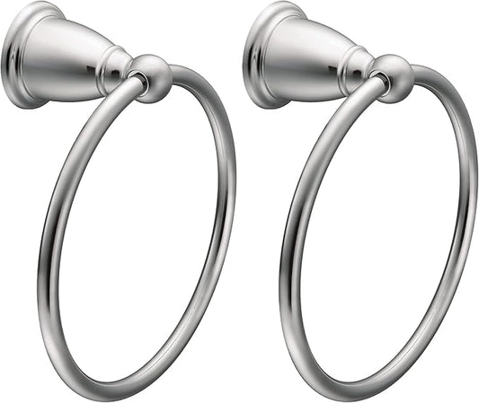 Moen YB2286CH Brantford Collection Traditional Single Post Bathroom Hand Towel Ring, Chrome (Pack of 2)
