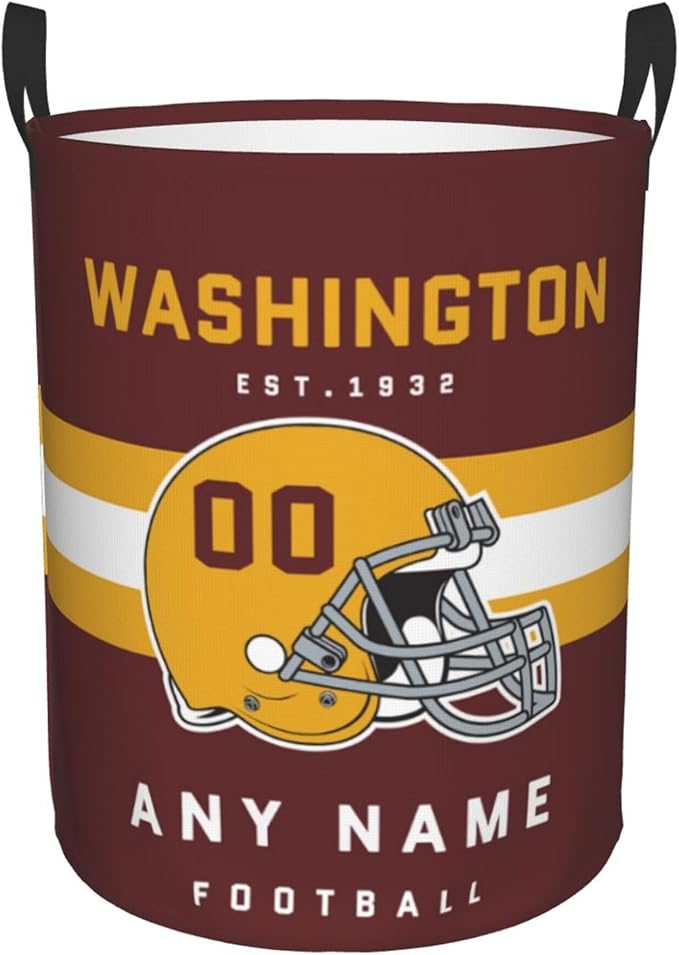 Custom Laundry Hamper - Personalized Football Style Laundry Basket - Customized Name and Number - Dirty Clothes Hamper Waterproof Large Capacity Hamper for Bedroom Bathroom Living Room