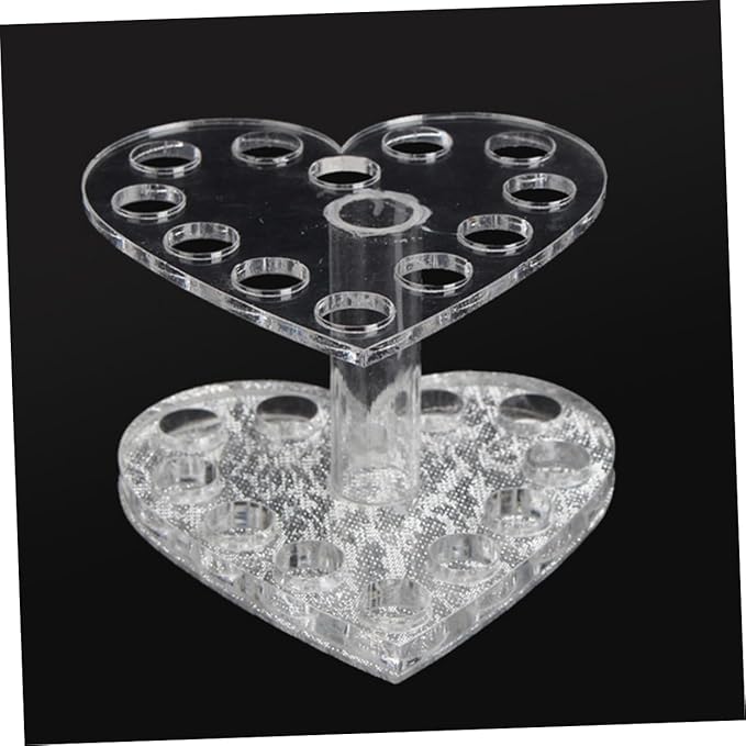 Beaupretty 2pcs Acrylic Gel Brush Pen Holder 12 Holes Heart Shape Eyeliner Lip Liner Holder Makeup Nail Brush Rest Display Stand