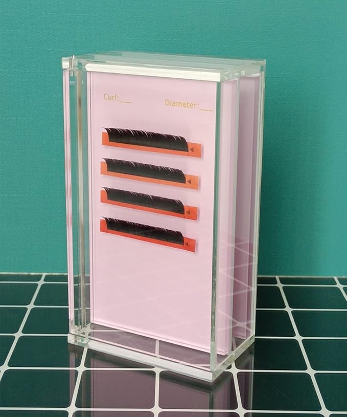 2 Layers Acrylic Eyelash Pallet Organizer Box, Grafting Eyelash Clear Makeup Display Container for False lashes Transparent Storage Case (Pink)