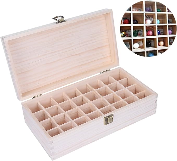 Essential Oil Storage Box Case, 32 Slots Wooden Organizer Holds Essential Oil Storage Container Nail Gel Display Box Makeup Case For Carrying And Home Storage Display