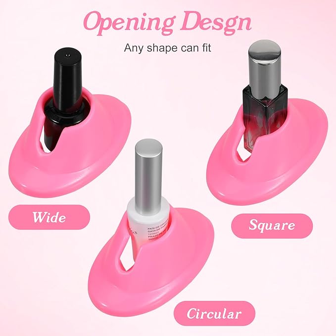 2 PCS Soft Nail Polish Bottle Holder, Silicone Nail Polishes Stand Anti-Spill Non-Tippable Bottle Stand, Manicure Display Tool for Nails Painting, Nails Art Organizer Accessories (White+Pink)