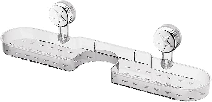 ljhnba Space Saving Suction Cup Storage Rack Toiletries Holder Shelf Bathroom Organiser for Shampoo and Small Accessories