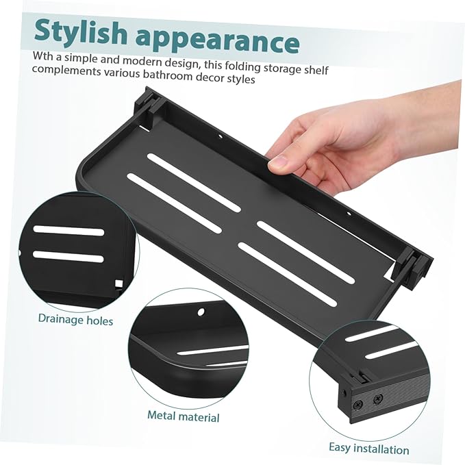 Foldable Wall Shelf Bathroom Storage Rack Easy Installation with Efficient Drainage Modern Design for Kitchen Laundry Room Organization