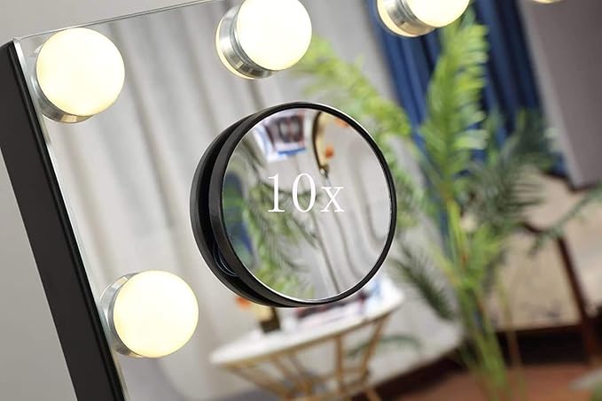 Hansong Bluetooth Black Vanity Makeup Mirror with Lights, Hollywood Mirror with 3 Color Lighting Modes 15 Dimmable LED Bulbs Large Vanity Mirror for Bedroom