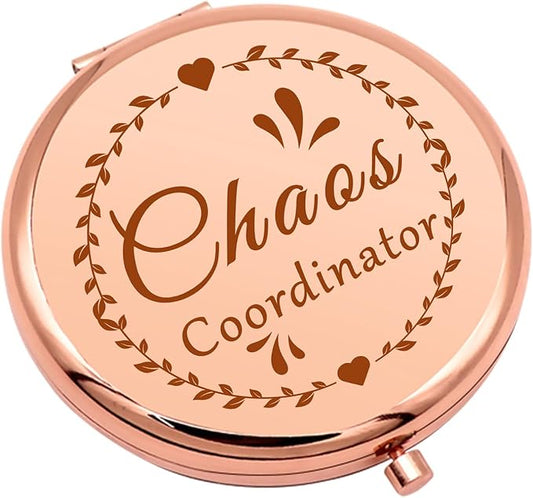 Thank You Gifts for Women Boss Chaos Coordinator Gifts Compact Mirror Appreciation Gift for Teacher Boss Lady Coworkers Nurse Manager Coordinator Gift Pocket Makeup Mirrors