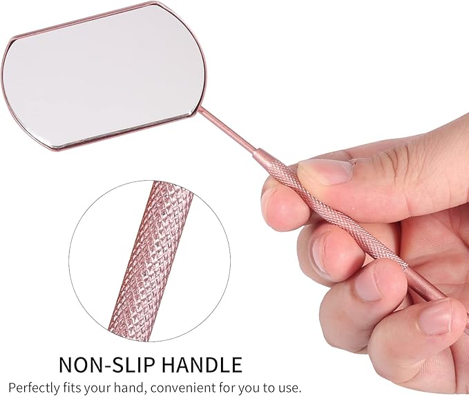 Lash Mirror for Eyelash Extensions, Detachable Stainless Steel Large Eyelash Mirror, Pink