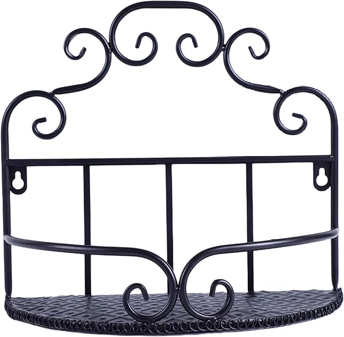 Wall Mount Shelves Bathroom Iron Black Wall Mounted Shelf Rustic Floating Shelf for Living Room Bedroom Kitchen Storage Shelves (Black)