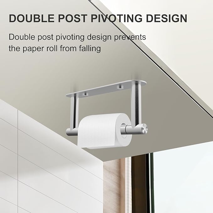 SetSail Toilet Paper Holder Adhesive or Screw-in Brushed Nickel Bathroom Toilet Paper Roll Holders Wall Mount Stainless Steel Tissue Holder for Bathroom Hardware Accessories