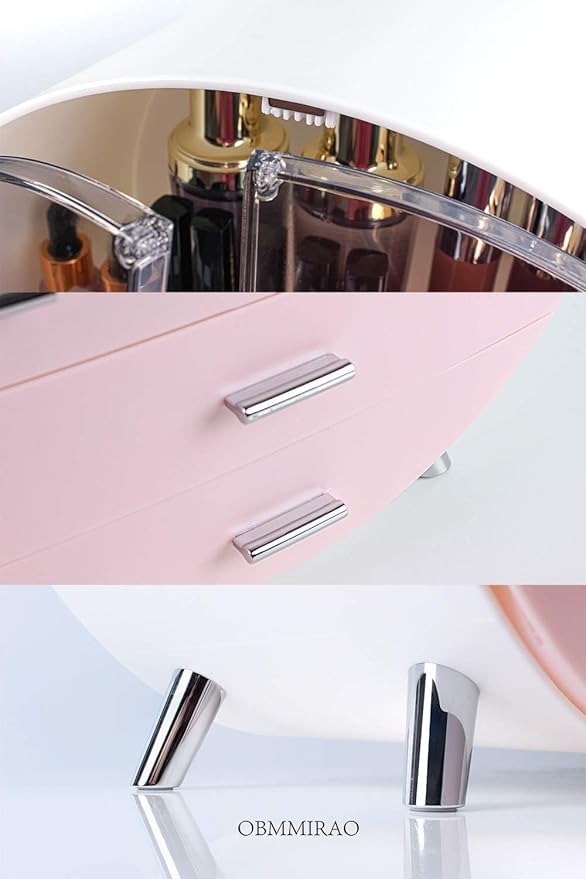 Elegant Dustproof Makeup Storage Organizer Box, Waterproof Large Cosmetics Organizer Storage with Drawers Skincare Cosmetic Display Cases for Countertop Bathroom Dresser Dedroom