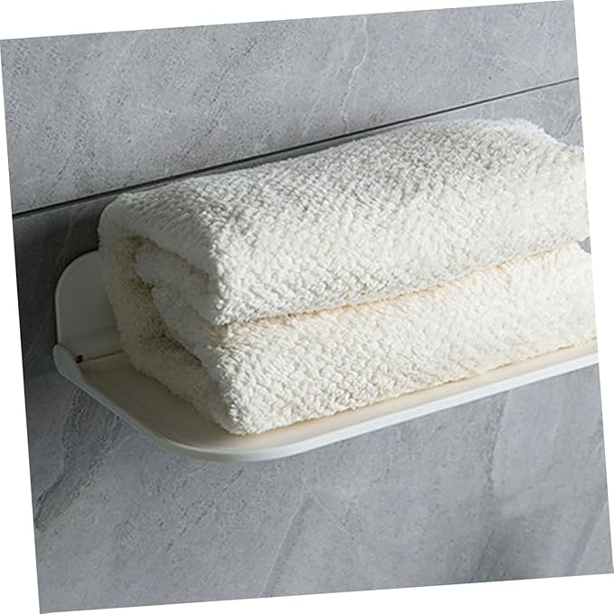 ULTECHNOVO 2pcs Adhesive Floating Bathroom Shelves Foldable Storage Rack for Towels and Soap Modern Wall-Mounted Organization for Small Spaces