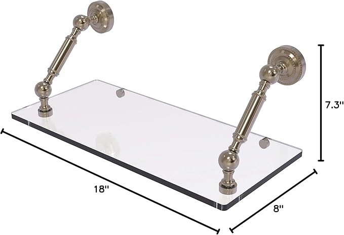 Allied Brass DT-1-18 Dottingham Collection 18 Inch Floating Glass Shelf, Antique Pewter