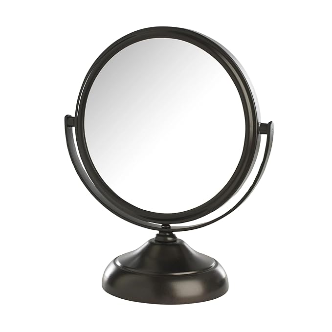 Small Tabletop Magnifying Mirror - 5.5” Diameter Mirror with 5X-1X Magnification - Bronze Finish - Model MC247BZ