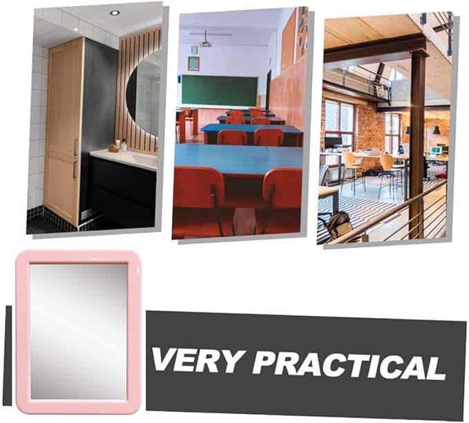 Gifts for Back to School Season,Magnetic Locker Mirror - 5" x 7" Pink Magnet Mirror for School, Bathroom, Workshop, Office,Small Mirrors for School Locker