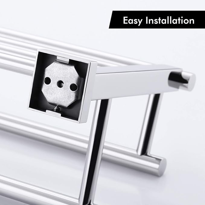 KES Large Towel Rack, Towel Shelf with Two Bar (29.37Inch Stainless Steel) Shower Organizer Modern Square Style Wall Mount Polished Finish, A2112S75