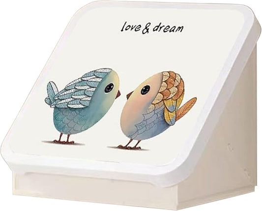 Bathroom Mural Clothes Folding Storage Box Waterproof Hanging Storage No-Punch Wall Mounted Bathroom Shelves over Toilet Mural space Saving,for Bathroom Storage&Home Decoration (Love Birds)