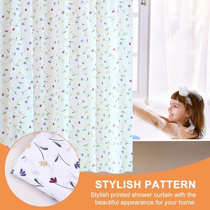 Pilarmuture Waterproof Fabric Shower Curtain for Bathroom Home Decor Quick Dry and Lightweight Easy Install Extra Long Shower Curtain Print(Color:7 Styles for Choosing)