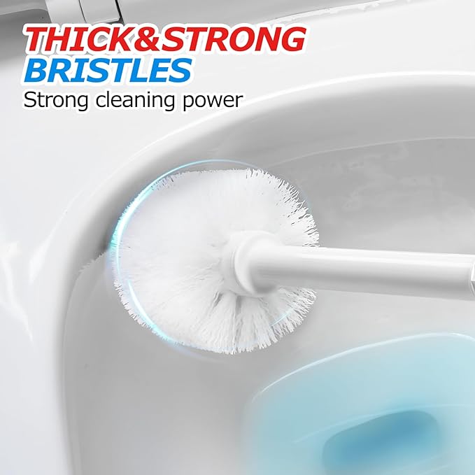FORASTO 2 in 1 Toilet Brush and Plunger Set, Toilet Bowl Brush Plunger Set,Extended Handle Plunger,Bathroom Cleaning Tools,Toilet Brush Plunger Combo,Cleaning Brush???Pearl White???20.8inch???