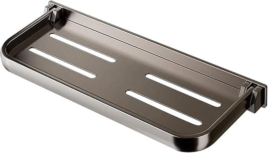 Gray, 12 In Bathroom Shelf, Aluminum, Wall-Mounted, No Drilling