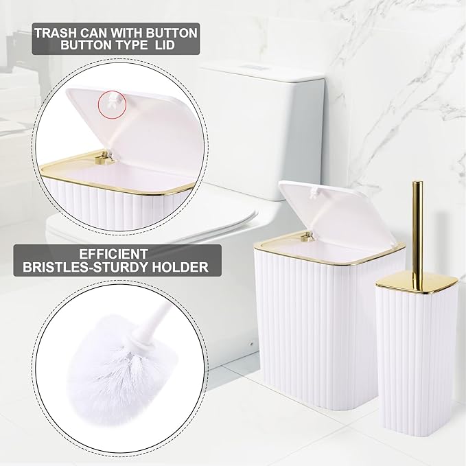 XLHOMO 26PC Bathroom Set - Gorgeous White Bathroom Set, Bathroom Accessories Set, Pink Shower Curtain Set with Bathtub Mats for Shower Tub