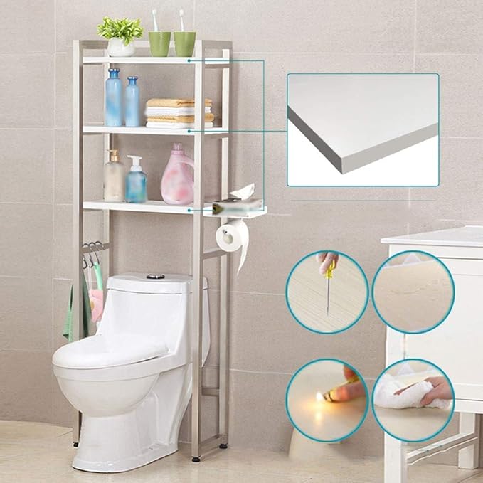 AGYH Bathroom Shelf Water and Rust-Proof Floor Stand Stainless Steel Toilet Frame (Size : 48 * 90 * 150cm)