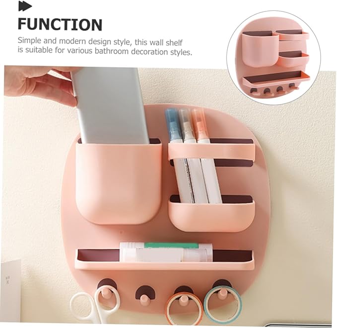 Multi-Functional Wall-Mounted Bathroom Storage Organizer Shelves and Hooks Space-Saving Design for Clutter Home for Bathroom and Kitchen Use and Stylish