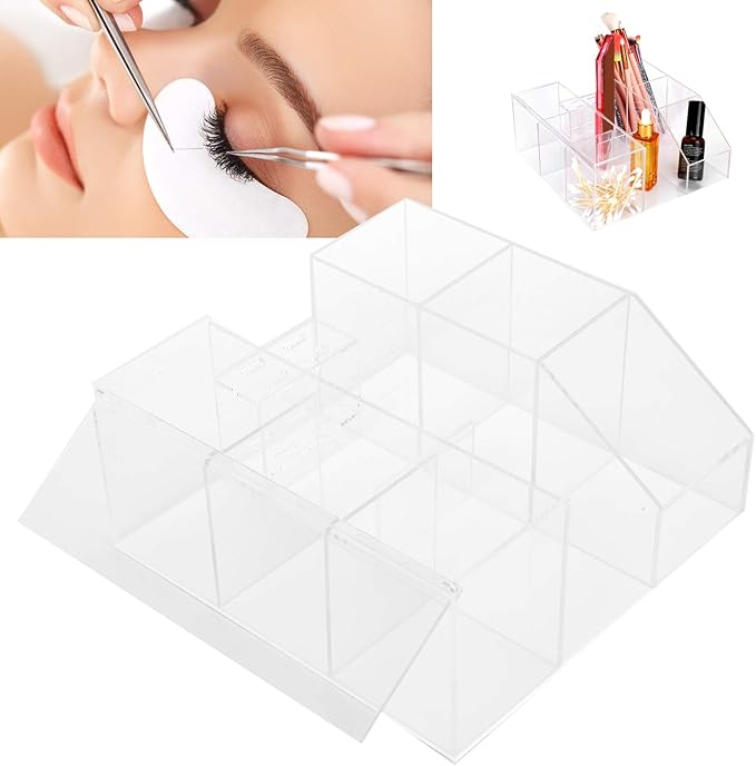 ZJchao eyelash beauty organizer,Eyelash Beauty Vanity Makeup Organizer Acrylic Eyelash Grafting Tool Storage Box Beauty Tool Display Rack Lipstick Organizer Cosmetic Cases for Home Eyelash Salon