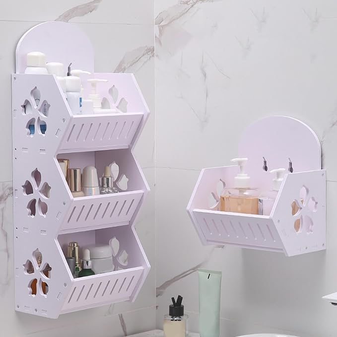 Wall-Mounted Bathroom Shelf, Cosmetic Container, Spice Rack for The Kitchen, Wall Organizer for Home, Office and Bathroom, Single Layer