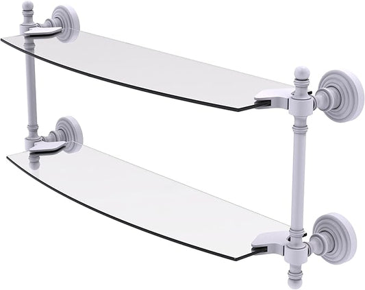 Allied Brass RW-34/18-WHM Retro Wave Collection 18 Inch Two Tiered Glass Shelf, Matte White