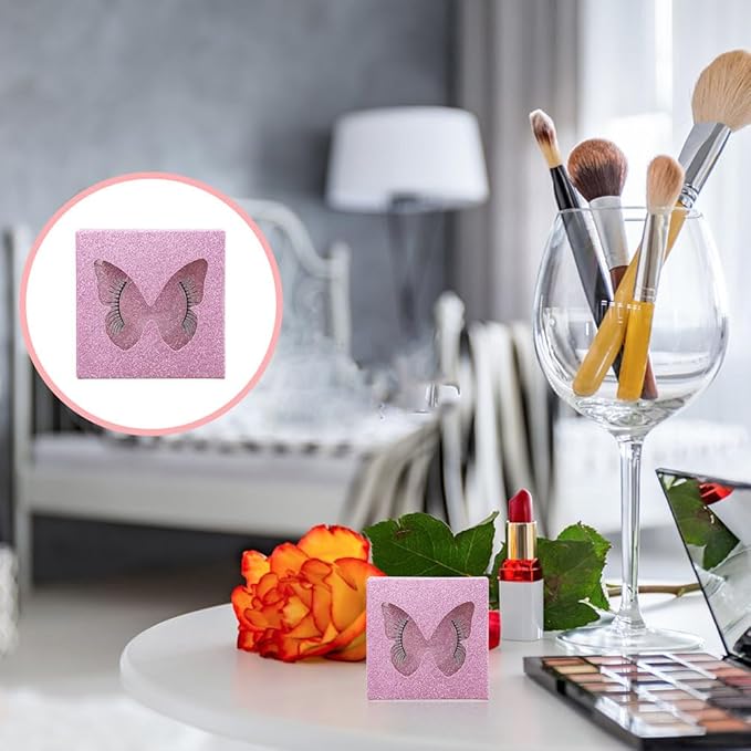 DOITOOL Square Eyelash Box with Lash Tray Butterflies Design False Eyelash Case Compact Storage Organizer for Makeup 2.83X2.83X0.47In Set of 10