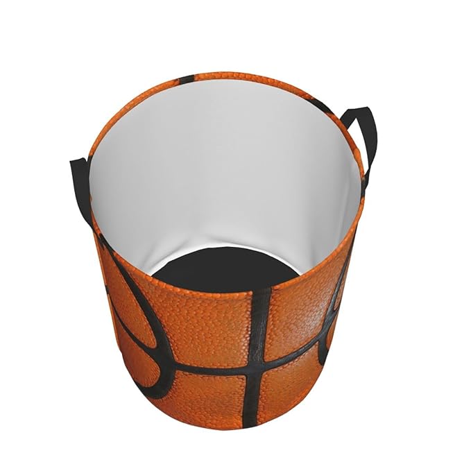 Basketball Ball Texture Round Laundry Hamper Storage Basket Toys Clothes Organizer Bin For Home Bathroom Bedroom Dorm Nursery, 38l