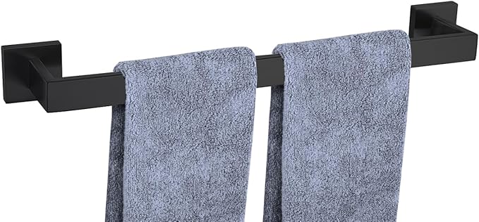 20 Inch Towel Bar for Bathrooms 12/16/20/24/28/32/36 Inch Stainless Steel 304 Matte Black Towel Holder Modern Square Towel Rod Rustproof Wall Mount (1, Matte Black, 20 Inch)