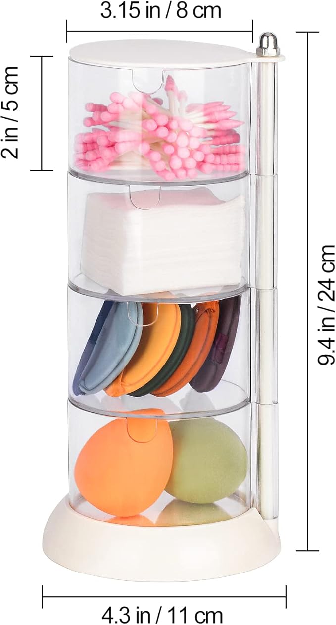 JessLab 4 Layer Clear Jewelry Organizer, 360?? Rotatable Acrylic Hair Accessory Organizer, Hair Clip and Tie, Earring Storage for Bathroom Vanity Countertop