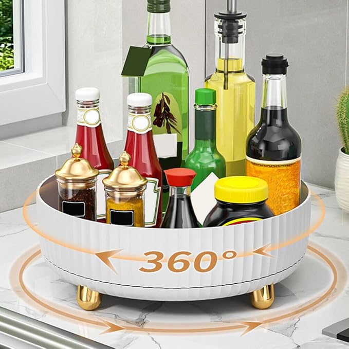 Makeup Perfume Organizer, Round Large Capacity 360 Degree Rotating Makeup Brush Holder Cosmetic Desk Storage Lotions Display Case for Countertop Dresser Bedroom Bathroom Decor