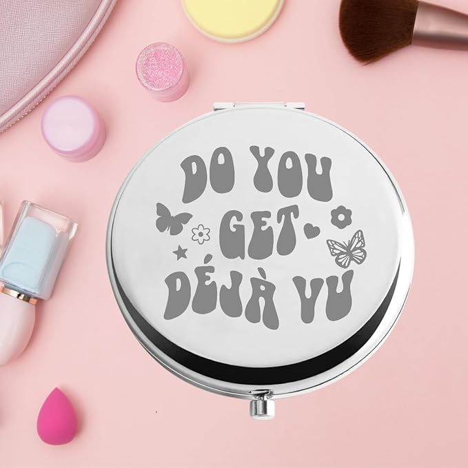 KEYCHIN Music Album Pocket Mirror Singer Fans Gifts Do You Get Deja Vu Music Song Lyrics Compact Makeup Mirror for Women Girls Teenagers (Deja Vu -S)