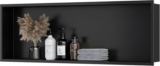 Neodrain Shower Niche, Insert Bathroom Storage Shower Shelf, Stainless Steel Recessed Wall Niche No Tiled Recessed Cabinet Waterproof for Shower Storage(Matte Black,36"x12")