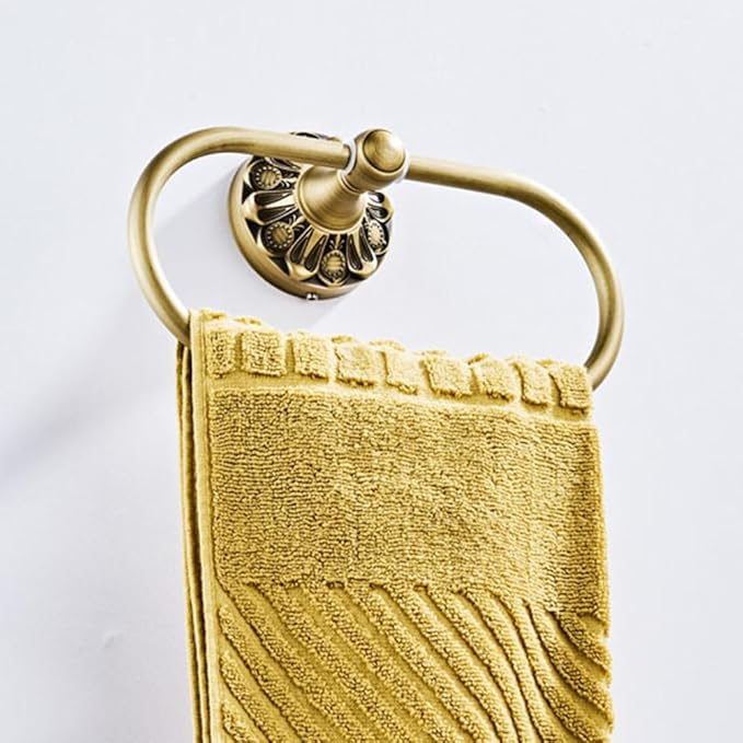 Antique Oval Towel Ring Holder Brass Material Towel Ring for Towel Storage Wall Mounted Towel Hanger Rack for Bathroom Toilet (Brush Bronze)