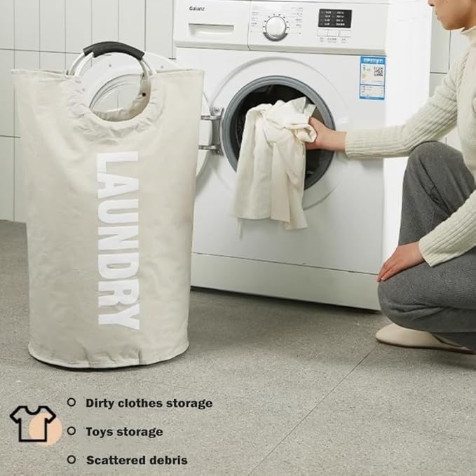 2 Pack 90L Laundry Basket, Waterproof Hamper With Foam Protected Aluminum Handles for Dirty Clothes, Dorm, Family (Black, 2 Pack-90L)
